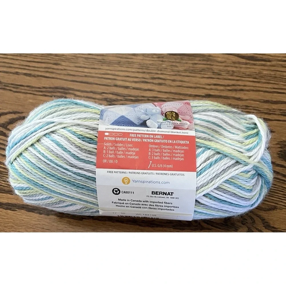 1 Skein Bernat Softee Baby Yarn Prince Pebbles 31201 Light 3 100% Acrylic 310 Yd